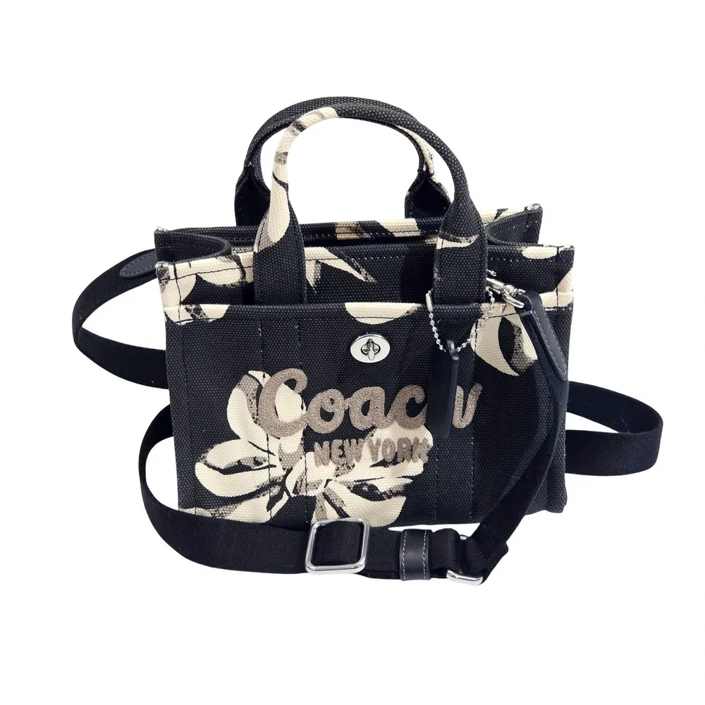 Coach Tote 20 Canvas Crossbody Cargo Tote Bag Floral Bow CZ102 NWT Small Purse